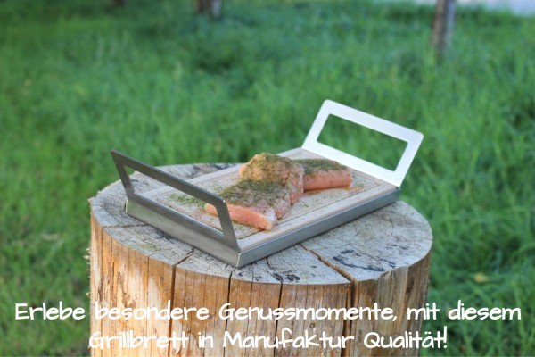 Grillbrett / Räucherbrett 30x14x2 cm aus Buche mit Griffschale